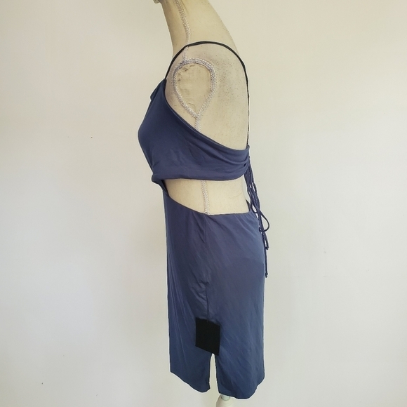 Lulu's "Can't Lose" Blue Cutout Backless String Mini Dress - Picture 6 of 11